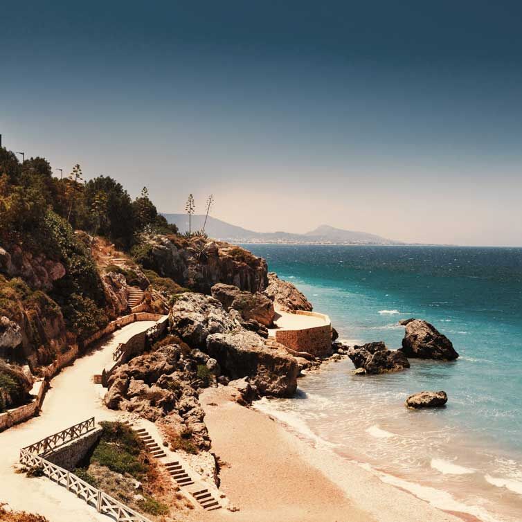 Die sandige Küste von Rhodos